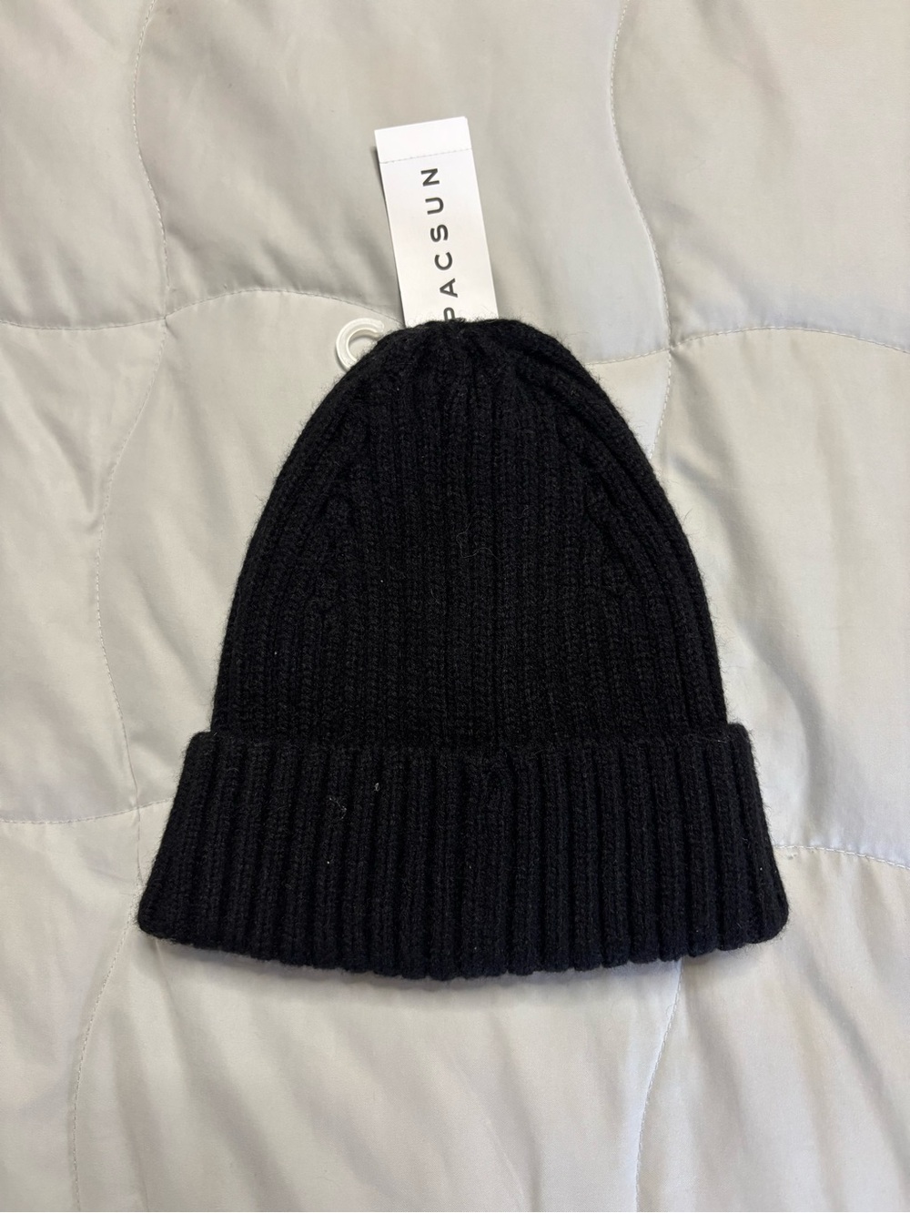 PacSun Black Ribbed Fold-Over Beanie